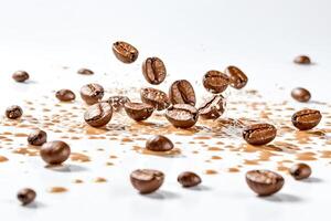 Coffee Beans Splashing in Caramel photo