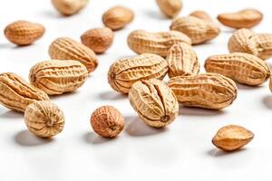 Peanuts in their Shells on White Background photo