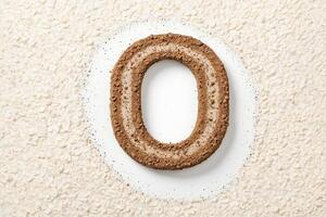 Chocolate Number Zero on White Background photo