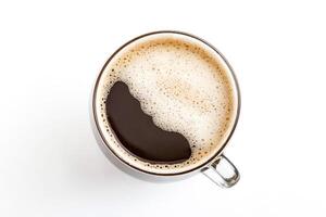 Top View of a Cup of Coffee with Foam photo