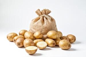 Fresh Potatoes in a Burlap Sack photo