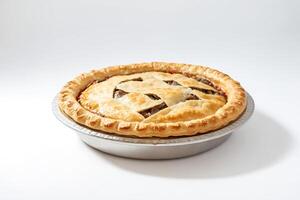 Homemade pie with a lattice crust photo