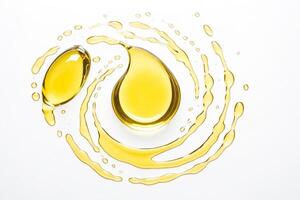 Abstract Gold Liquid Splashes on White Background photo