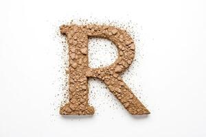 Letter R Made of Ground Coffee photo