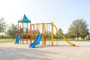 Empty Playground with Colorful Playground Equipment photo