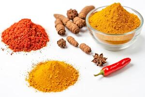 Aromatic spices on a white background photo