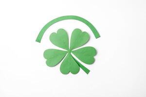 Green clover leaf on white background photo