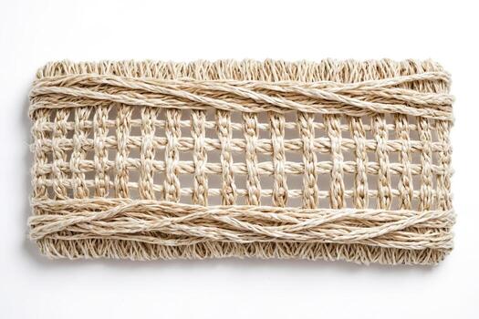 natural beige cuerda estera aislado en blanco antecedentes foto