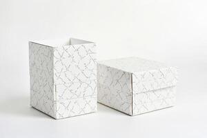 Two White Boxes With Abstract Pattern photo