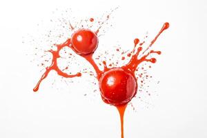 Red Tomato Splatters on White Background photo