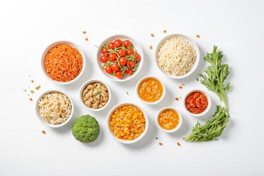 parte superior ver de ingredientes para un sano comida foto