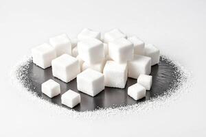 White Sugar Cubes on a Black Surface photo
