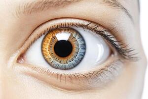 Closeup of a Human Eye with Brown and Blue Iris photo