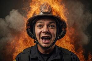 Firefighter in Flames photo