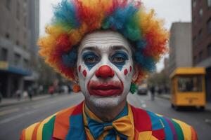 Clown in a Colorful Wig photo