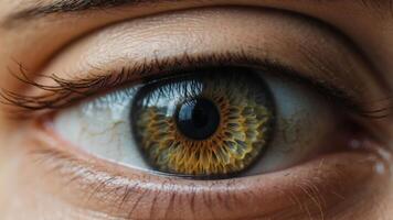 Close-up of a human eye with a unique iris pattern photo