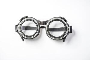 Black and Silver Goggles on a White Background photo