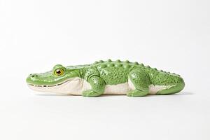 Green Crocodile Toy on White Background photo