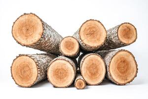 Stack of Wooden Logs with Bark photo