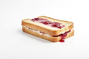 Close-up of a Delicious Sandwich with Butter and Red Jam photo