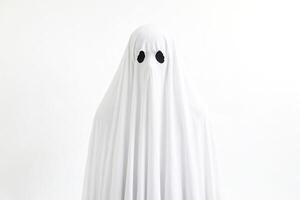 Ghostly Figure in White Sheet with Eye Holes photo