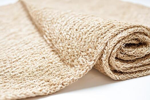 de cerca de natural fibra alfombra rodar foto