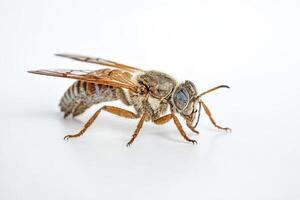Macro Photography of a Bee on a White Background photo