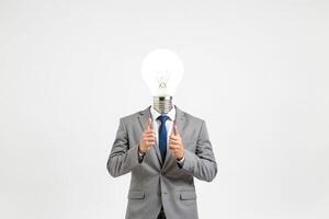 Man with a Light Bulb for a Head photo