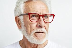 Close-up Portrait of a Senior Man with White Hair and a Beard photo