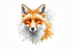 Geometric Fox Portrait with Watercolor Splatter photo