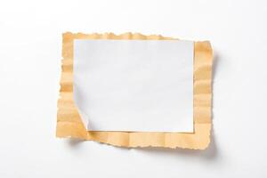 Torn paper frame with white background photo