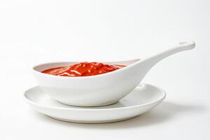 Red Sauce in a White Serving Dish photo
