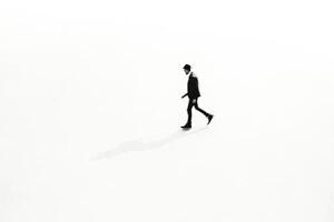 Man Walking Away from Camera in Black and White photo