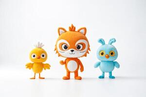 Three Plush Toys on a White Background photo