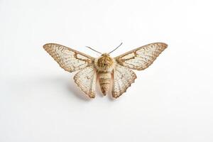 Brown and White Moth on White Background photo