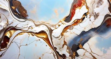 Abstract Gold and White Marble Swirl photo