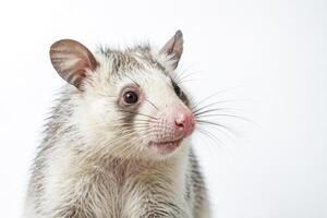 Close-up Portrait of a White-Faced Opossum with Pink Nose photo