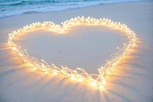 Heart Shaped String Lights on the Beach photo