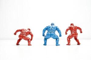 Three Sumo Wrestlers Facing Away from the Camera photo