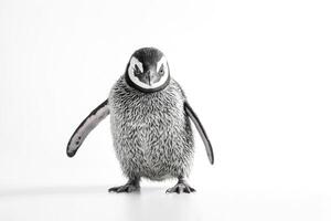 Baby Penguin Standing on White Background photo