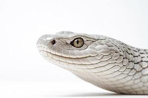 Close-up of a white snake's eye photo