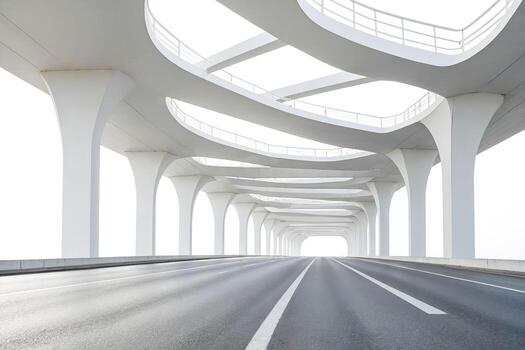 moderno puente con curvo arquitectura terminado vacío autopista foto