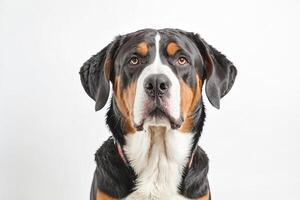 Portrait of a Bernese Mountain Dog with a Curious Expression photo
