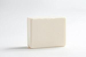 White Bar of Soap on White Background photo