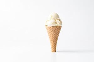 Vanilla Ice Cream Cone on White Background photo