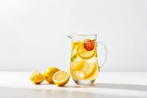 Refreshing Lemonade Pitcher with Lemon Slices and Mint photo