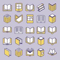 Book icon set. Outline book symbol. Library symbol in glyph. vector