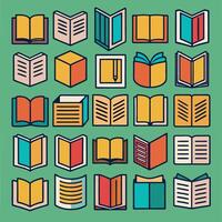 Book icon set. Outline book symbol. Library symbol in glyph. vector
