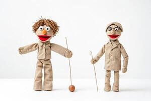 Two Handmade Puppets with Different Personalities photo