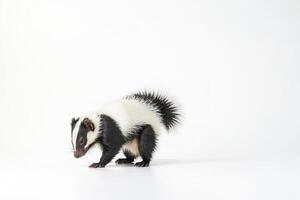 Skunk Standing On A White Background photo